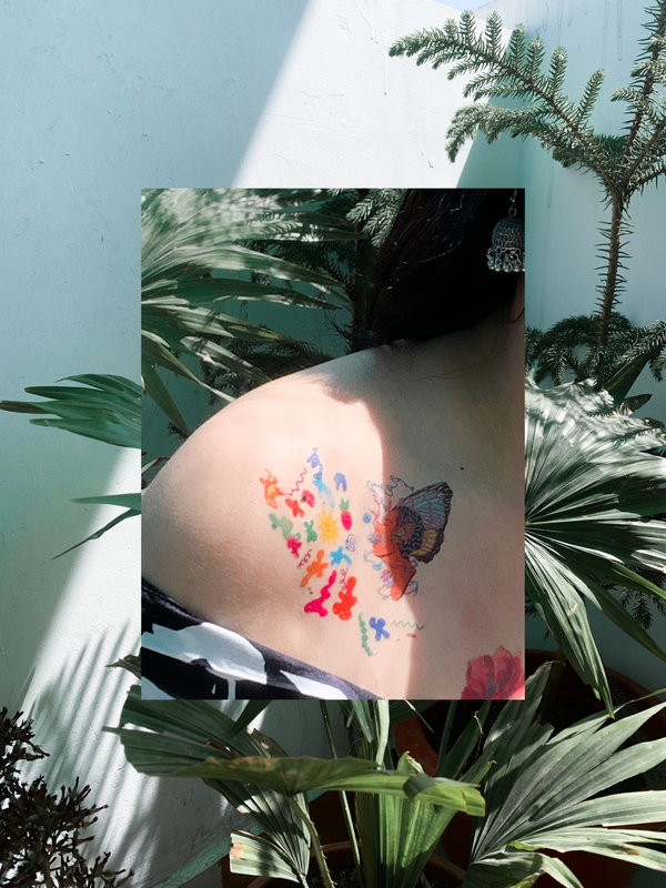 Real customer wearing Let's Have An Art Party