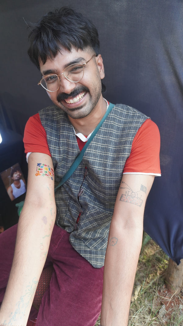 Real customer wearing Let's Have An Art Party