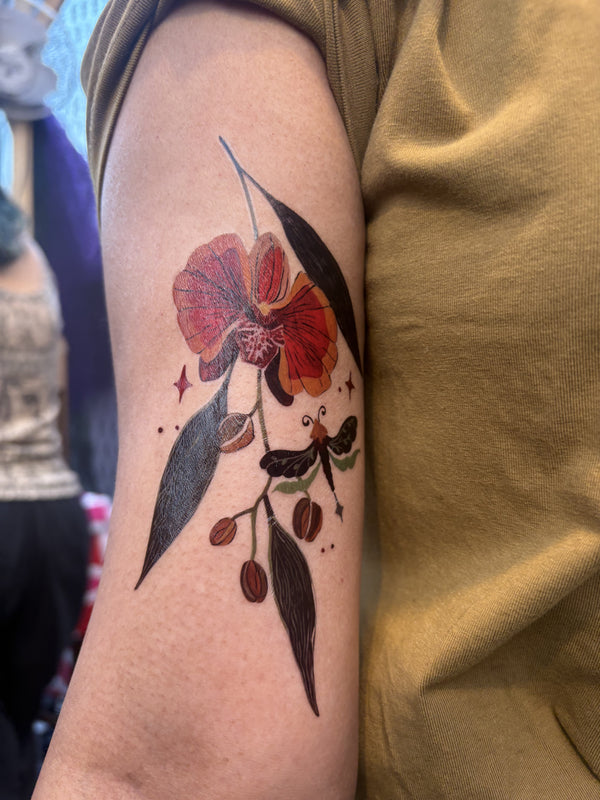 Real customer wearing The Orchid Guardian Grasshopper