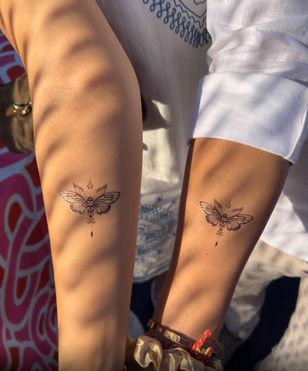 Real customer wearing The Moth Remembers Light