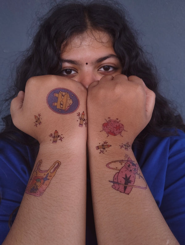 Real customer wearing Midnight Scribbles from Another Planet